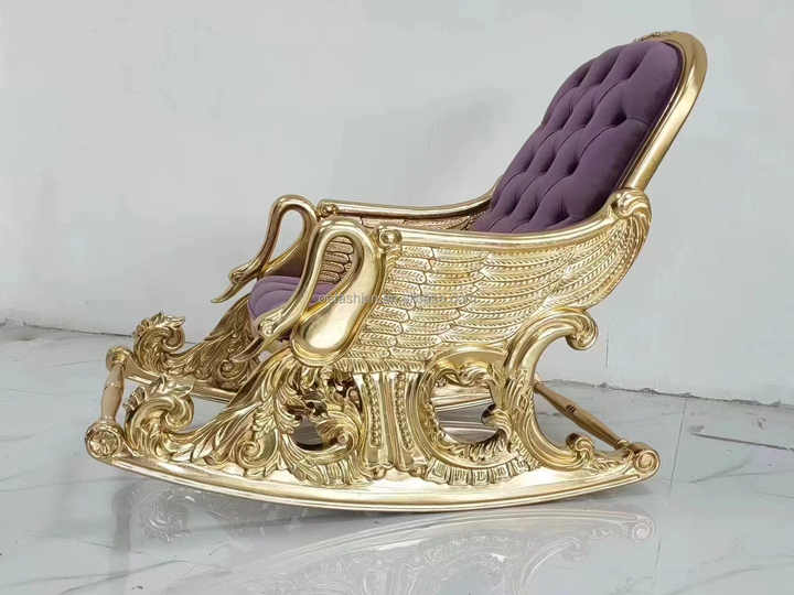 OE-FASHION Lavender Velvet and Golden Crane Rocking Chair with ...
