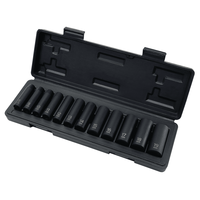 Jeu de douilles à chocs professionnel pour atelier, entraînement 3/8'', matériau Cr-V, douilles métriques profondes personnalisables OEM, garantie 3 ans, coffret soufflé