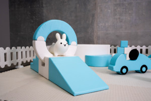 Vente flash : Ensemble de jeux doux blanc et bleu pour intérieur et extérieur, <span class=keywords><strong>piscine</strong></span> à balles avec toboggan, en mousse, pour les fêtes d'enfants, la location ou l'usage domestique - Product Image 3