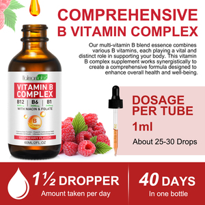 Hatmanlabs 60ml vitamin <span class=keywords><strong>B</strong></span> <span class=keywords><strong>b</strong></span>ổ sung chất lỏng phức tạp B12 B6 giọt với axit folic để hỗ trợ trao đổi chất cho sức khỏe cơ thể - Product Image 4