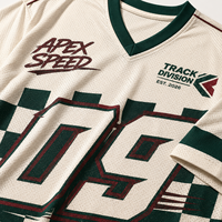 Maillot de course rétro à drapeau à carreaux, chemise en maille oversize pour le sport automobile, vêtement streetwear