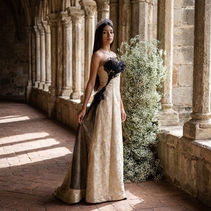 Vestido de Noche de Lujo Nt119 con Flores de Tul Negro, Elegante Vestido de Gala sin Tirantes para Mujer, Jancember - Product Image 1