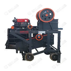 Mini PE150X250 PE200X300 PE200X350 Mobile Portable Agrégat Carrière Gravier Pierre Concasseur À Mâchoires Portable Rock Crushing Machine