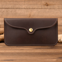 Dompet Panjang Pria Tas Amplop Kulit Kuda Gila Antik Tas Ponsel Dompet Sederhana Ritsleting Kulit Asli Model Ultra-tipis