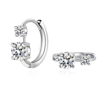Boucles d'oreilles en argent sterling 925 avec double diamant de 0,6 carat et 2 moissanites, design tendance pour femmes âgées, luxe léger