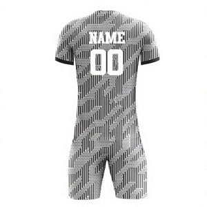 Ensemble d'uniformes de football professionnels personnalisés par sublimation, unisexe, imprimé géométrique, respirant, séchage rapide, kit en polyester, manches courtes, col rond - Product Image 2
