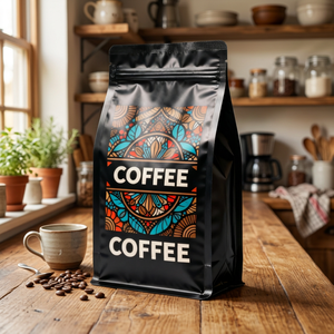 Custom Printed Stand up Pouch for Coffee Bean Packaging with One Way Valve and Resealable Zipper Factory Direct OEM ODM - Product Image 2