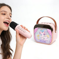 Haut-parleur karaoké portable pour enfants, microphone sans fil, lumières LED colorées, rechargeable, pour lecteur de musique, jouet, cadeau