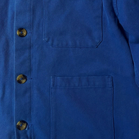 Veste de Travail Française Homme Coton Bleu, Manteau de Travail Décontracté, Vêtement d'Extérieur Style Vintage Durable, Uniforme Utilitair, Logo Personnalisable