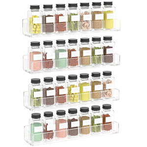 VONVIK Wall Mounted Acrylic Spice Rack Organizer Storage Shelves Display Organizer for Kitchen Bathroom Acrylic Spice Shelf