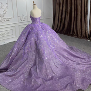 Vestido de Fiesta de Quinceañera con Cuentas y Escote Bardot <span class=keywords><strong>Morado</strong></span> Elegante Jancember 1144-1 - Product Image 3