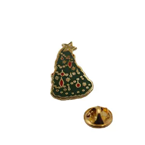 Mini Christmas Tree metal badge with enamel plating for season decoration pin