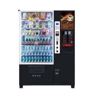 Máquina de venda automática combinada de lanches e café para bebidas frias e café quente 24h 2024