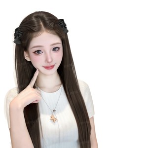 Perruque tressée longue et droite, queue de cheval mi-haute, ligne de cheveux naturelle, fibre Kanekalon, cheveux synthétiques PY533 - Product Image 1