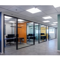 Séparateurs de pièces de bureau modernes personnalisables cloison en verre et aluminium insonorisée pleine hauteur démontable