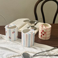 Tasse de voyage en céramique mignonne peinte à la main pour café et expresso, avec trou pour paille et demi-couvercle, 10 oz, réutilisable, pour la maison et les boissons quotidiennes