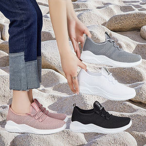 Nuevos zapatos deportivos con cordones para mujer, malla informal transpirable para uso diario con plantilla de PVC antideslizante acolchada para otoño - Product Image 1