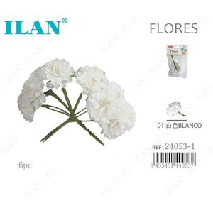 ILAN Bouquet di Fiori Artificiali Bianchi 6 Pezzi Fiori Secchi - Product Image 1