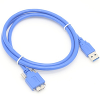 Kabel Transfer Data Kamera Industri USB 3.0 AM ke Micro BM Koaksial dengan Sekrup Pengunci dan Selubung PVC