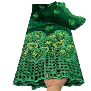 Vải nhung thêu vải rỗng váy cưới Châu Phi sườn xám nhung ren - Product Image 6