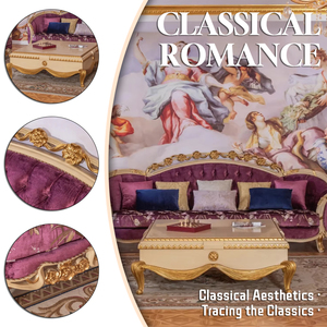 Ensemble de canapés en bois faits à la main tapissé tissu violet ensembles de canapés classiques royaux de luxe meubles anciens de salon <span class=keywords><strong>victorien</strong></span> - Product Image 2