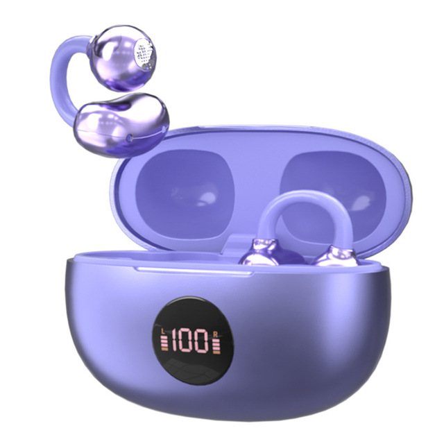 Hot-Selling Model V5.4 Open-Ear Clip Earbuds with LED Display, HiFi Sound for Sports