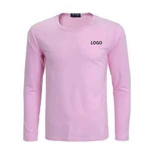 เสื้อยืดแขนยาวผู้ชาย คอวี ทรงโอเวอร์ไซส์ ผ้าโพลีเอสเตอร์ผสมคอตตอน สีพื้นเรียบ  ระบายอากาศได้ดี  รับสกรีนโลโก้ตามแบบ - Product Image 4