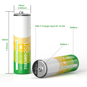 1.5V 2500mWh AA USB <b>Type</b>-C Rechargeable Lithium Ion 14500 Cell <b>Battery</b> with Port GMCELL 1000 Cycles 1 Year Warranty - Product Image 4