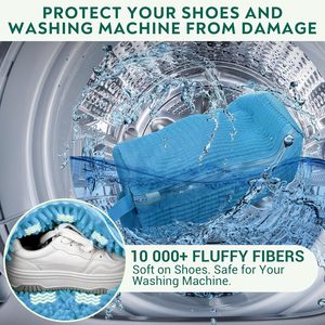Reusable Durable Chenille Zipper <b>Plush</b> Shoe Washing Bag Space-Saving Customizable Size Machine Accessory for Sneakers - Product Image 2