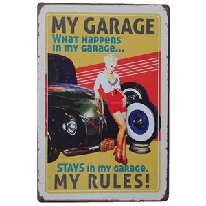 Usine vente directe <span class=keywords><strong>garage</strong></span> conçoit <span class=keywords><strong>la</strong></span> plaque vintage plaque en métal antique signes étain signes pour les murs decoracion - Product Image 2