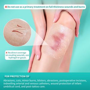 Apósito de película de PU transparente estéril, protector impermeable para ducha, vendaje adhesivo para tatuajes y heridas, parche de fijación para cánula IV - Product Image 4