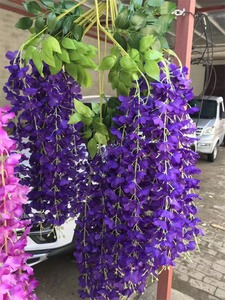 FL-004 all'ingrosso della fabbrica di fiori di glicine viola fiori di glicine artificiale viti di seta ghirlanda fiori pendenti artificiali - Product Image 5