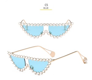 Strass oeil de chat demi-monture nuances lunettes étincelantes accessoires de mode - Product Image 6