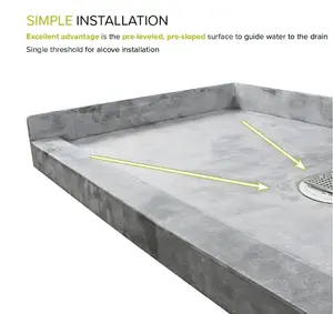 SMC Shower Tray Center Drain Single Threshold Alcove Shower Pan Base For Bathroom 60x32 In