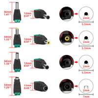 Conector de Alimentación y Video CCTV Macho-Hembra sin Soldadura de 5.5x2.1mm, Adaptador BNC Tipo Push con Carcasa Cilíndrica de Plástico