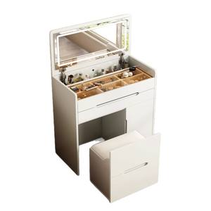 Mini tocador con espejo iluminado, moderno y minimalista, color crema, mueble de almacenamiento para maquillaje, mueble de dormitorio - Product Image 5