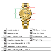 Vente en Gros OEM de Nouvelles Montres Mécaniques à Mouvement Automatique 8285 NH36, Affichage de la Date et Chiffres Arabes, pour Hommes