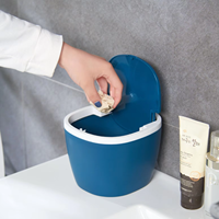 Poubelle de bureau à pression manuelle en plastique couleur macaron 1,5 L pour le bureau, les étudiants et la cuisine