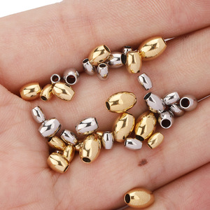 Cuentas ovaladas de acero inoxidable doradas en forma de baqueta, lisas y chapadas, cuentas sueltas espaciadoras para hacer pulseras. - Product Image 3