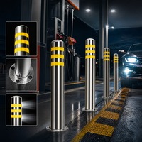 Bolardo Reflectante de Acero Inoxidable Anticolisión, Barrera de Seguridad para Carreteras Urbanas y Protección de Advertencia en Estacionamientos