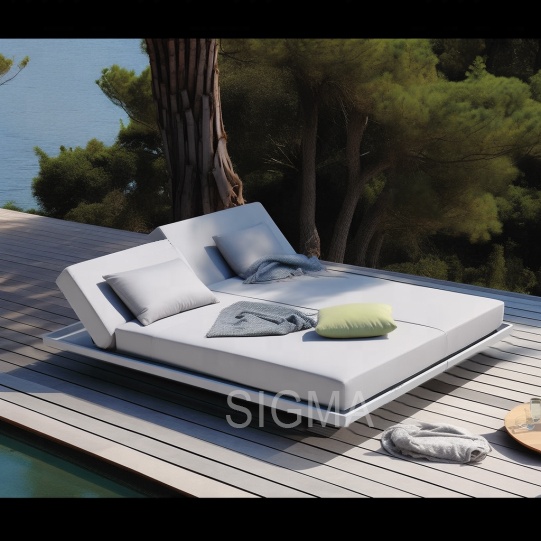 SIGMA Made New Arrival Patio Outdoor Garden Pool Beach Durable Aluminum Frame Double Chaise Daybed