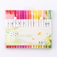 Nouveaux stylos pinceaux à double pointe 2025, 24 couleurs, marqueurs d'artiste, encre à base d'eau, non toxique, écologique, pour ensemble de coloriage, emballage