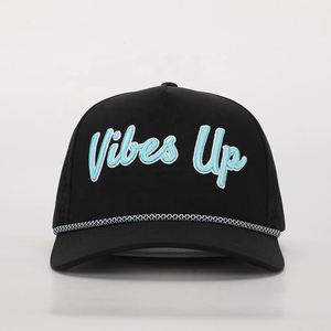 Gorras personalizadas de poliéster de 5 paneles, venta al por mayor, gorra de béisbol con cuerda, logotipo bordado, OEM, gorra deportiva impermeable con agujeros cortados con láser de alta calidad - Product Image 2