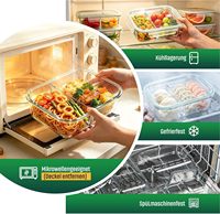 Ensemble de 2 récipients en verre avec couvercle, 1000 ml, 2 compartiments, hermétiques, sans BPA, compatibles lave-vaisselle, micro-ondes
