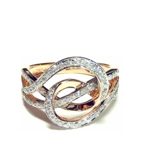 Fine Jewelry Manufacturer Popular Design <b>Two</b> Tones 18k Solid Rose Gold Real Diamond Jewel Twisted Wedding Band <b>Rings</b> for Women - Product Image 1