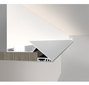 ฝ้าเพดานยิปซัมแบบแขวนพร้อมรางสะท้อนแสงแบบลาดเอียง ผิวผนังแบบไล่ระดับ แสงไฟแบบบางเฉียบ ดีไซน์ปีกจั๊กจั่น - Product Image 4