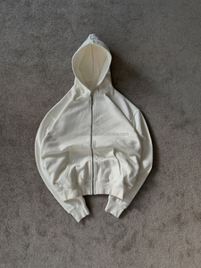 ผู้ผลิตเสื้อผ้า เสื้อฮู้ดดี้ทรงบ็อกซี่โอเวอร์ไซส์ ผ้าฝ้ายเฟรนช์เทอร์รี่หนา 450 กรัม ซิปหน้า สำหรับผู้ชาย - Product Image 2