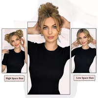 Moño de Pelo Sintético Rizado y Ondulado con Banda Elástica, Peinado Instantáneo, Cola de Caballo Corta, Moños Despeinados para Mujer, Venta al Por Mayor