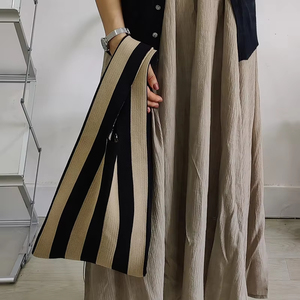 Bolsos de Moda para Mujer, Otoño Invierno, Accesorios, Bolsos a Rayas, Negro, Verde, Rosa, Blanco, Bolso de Mano Pequeño de Punto - Product Image 5