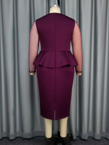 Abito da Notte AOMEI con Collo Tondo e Maniche Lunghe in Rete, Applicazioni Dorate, Nuovo Design <span class=keywords><strong>Vintage</strong></span> Viola per Signora - Product Image 6